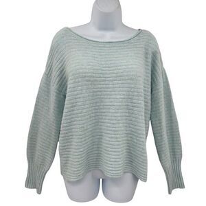 Pink Rose Aquamarine Sweater Boat Neck Ribbed Soft Sz. Small